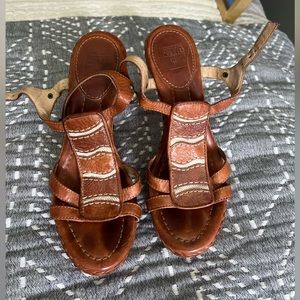 Frye Dara Canvas Leather Heels